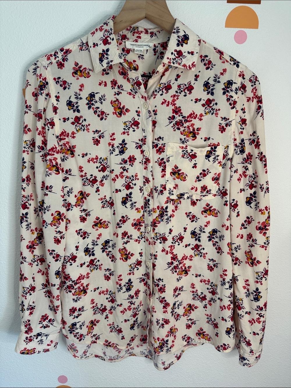 beachlunchlounge Cream Floral Button-Down Shirt N0319